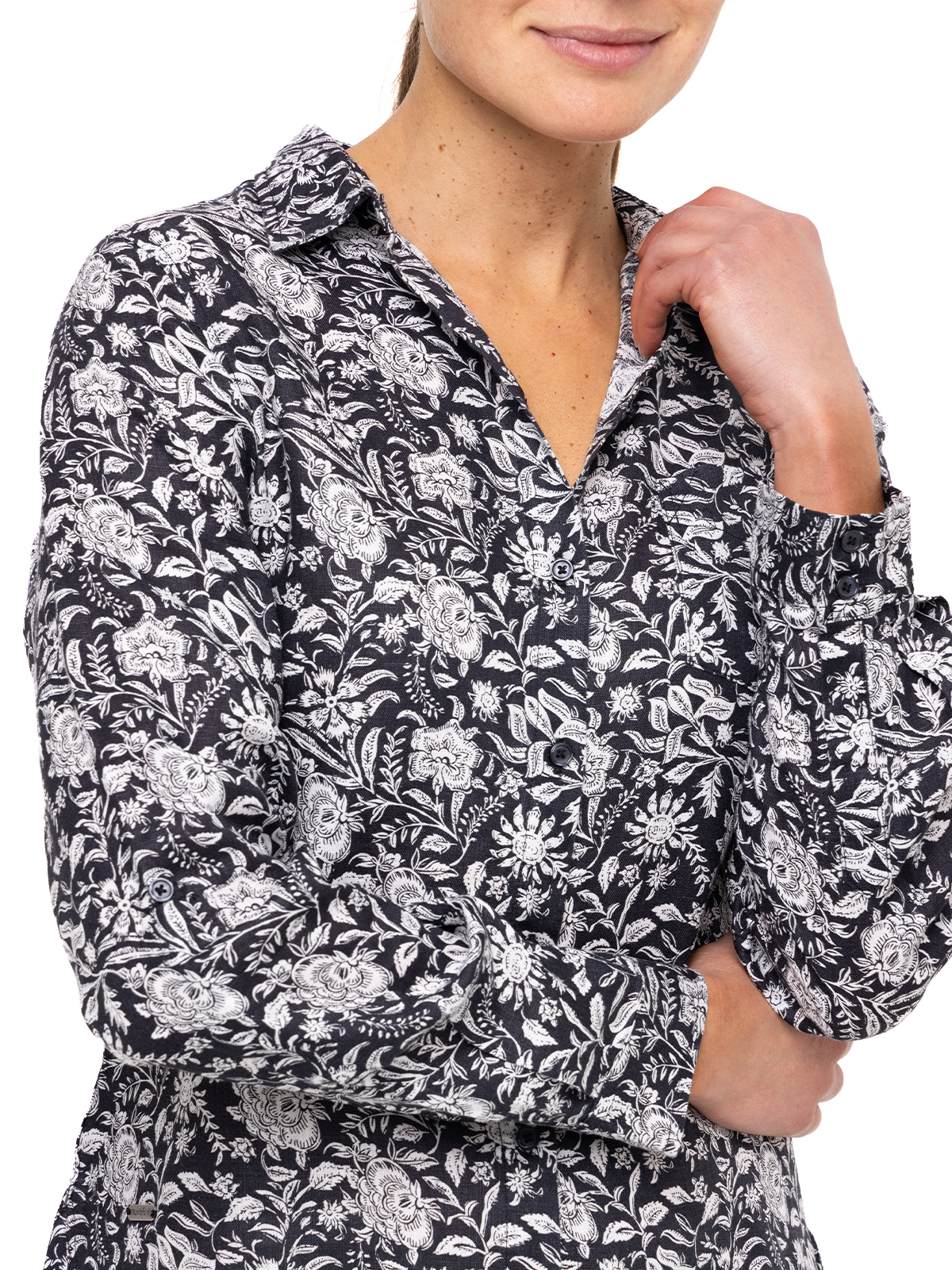 BLUSA ROCKFORD LINO ORGANICO LIRIOPRINT GRIS OSC MUJER - 7