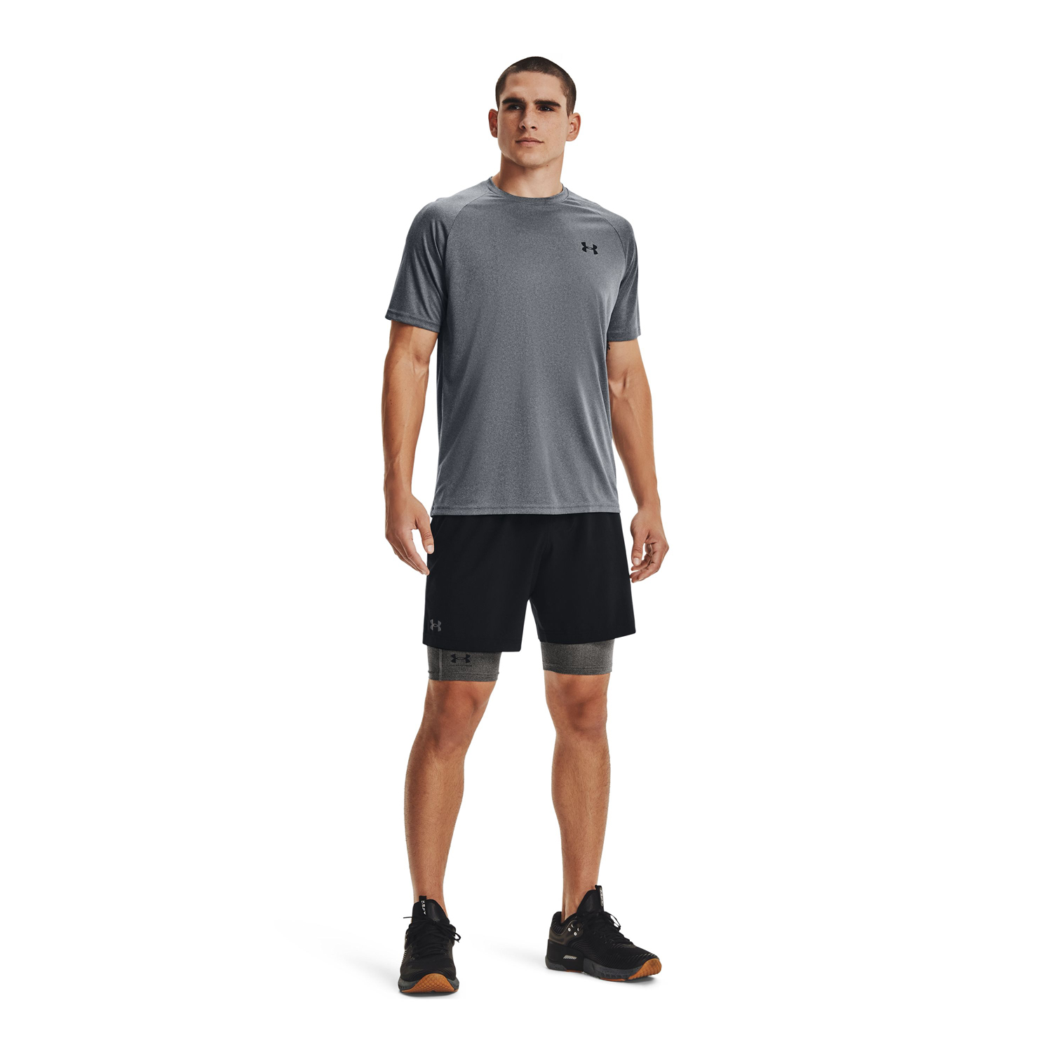 SHORT TRAINING UA LARGOS HG GRIS HOMBRE - 6