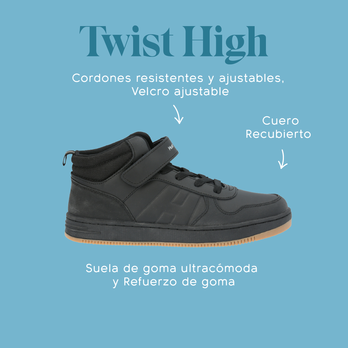 ZAPATILLA ESCOLAR HUSH PUPPIES TWIST HIGH NEGRO NIÑO - 2
