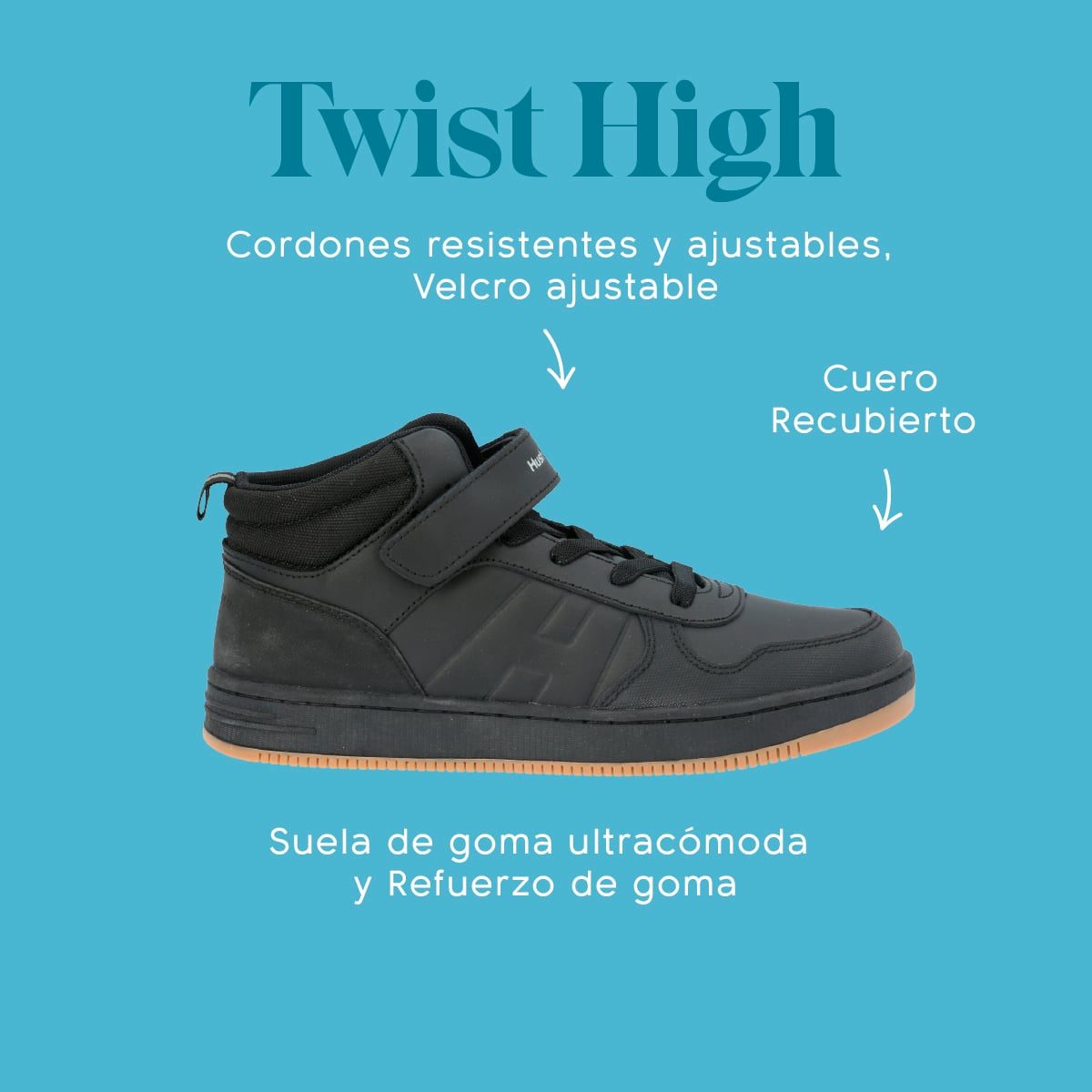 ZAPATILLA ESCOLAR HUSH PUPPIES TWIST HIGH NEGRO NIÑO - 2