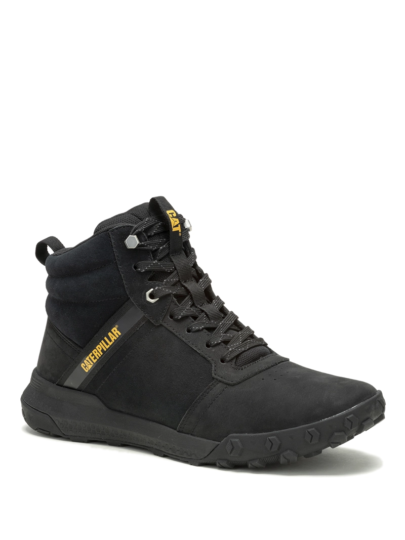 ZAPATILLAS HOMBRE CAT CASUALES NEGRO CUERO CON CAÑA HEX READY MID - 1
