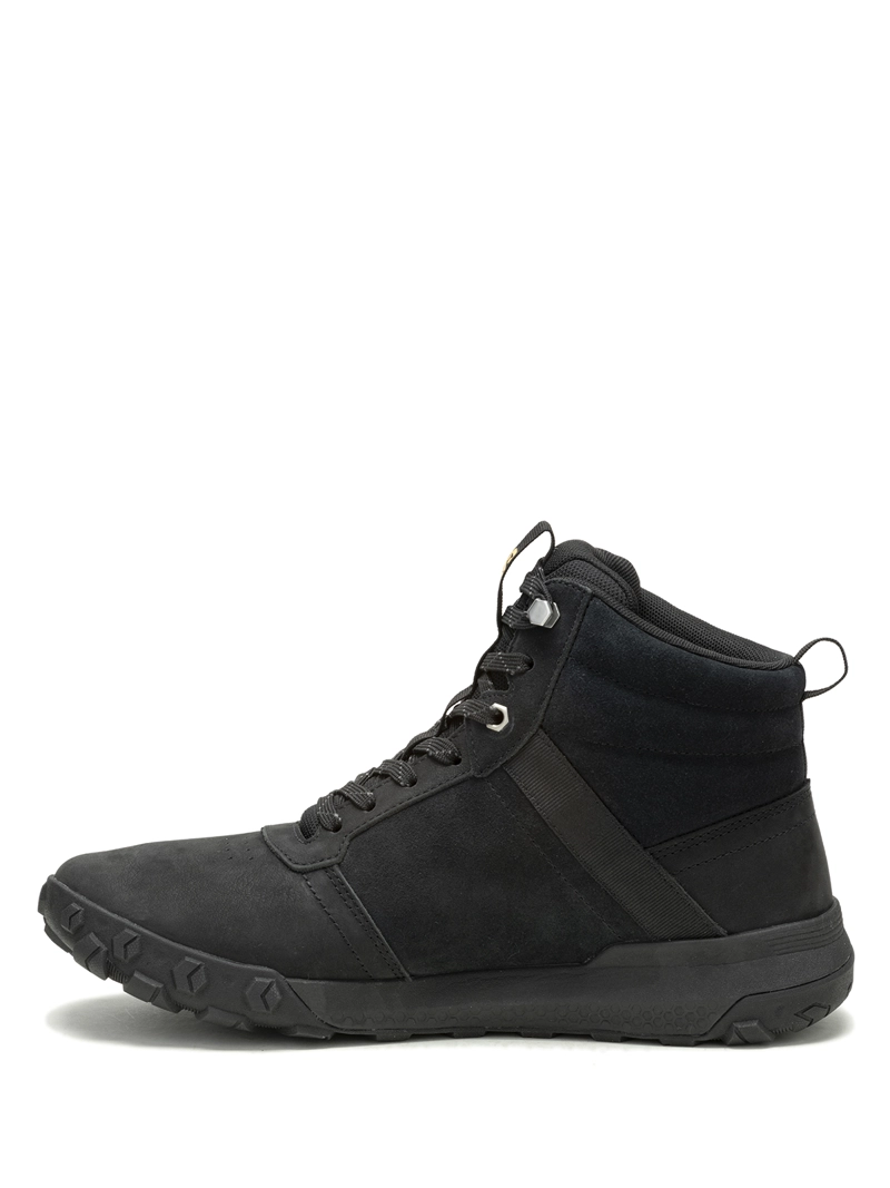 ZAPATILLAS HOMBRE CAT CASUALES NEGRO CUERO CON CAÑA HEX READY MID - 4