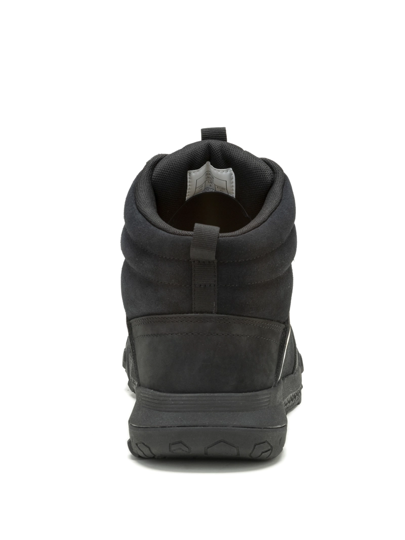 ZAPATILLAS HOMBRE CAT CASUALES NEGRO CUERO CON CAÑA HEX READY MID - 6