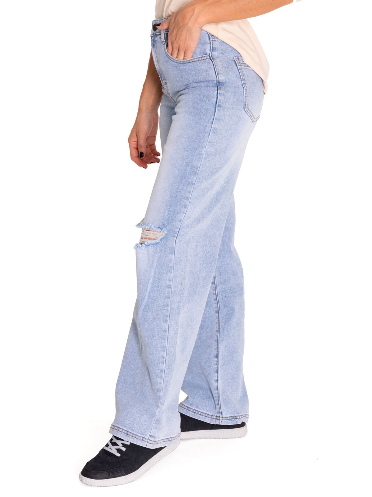 JEANS ALGODÓN MUJER CAT CELESTE WIDE LEG TRIBLEND STRETCH DENIM - 2
