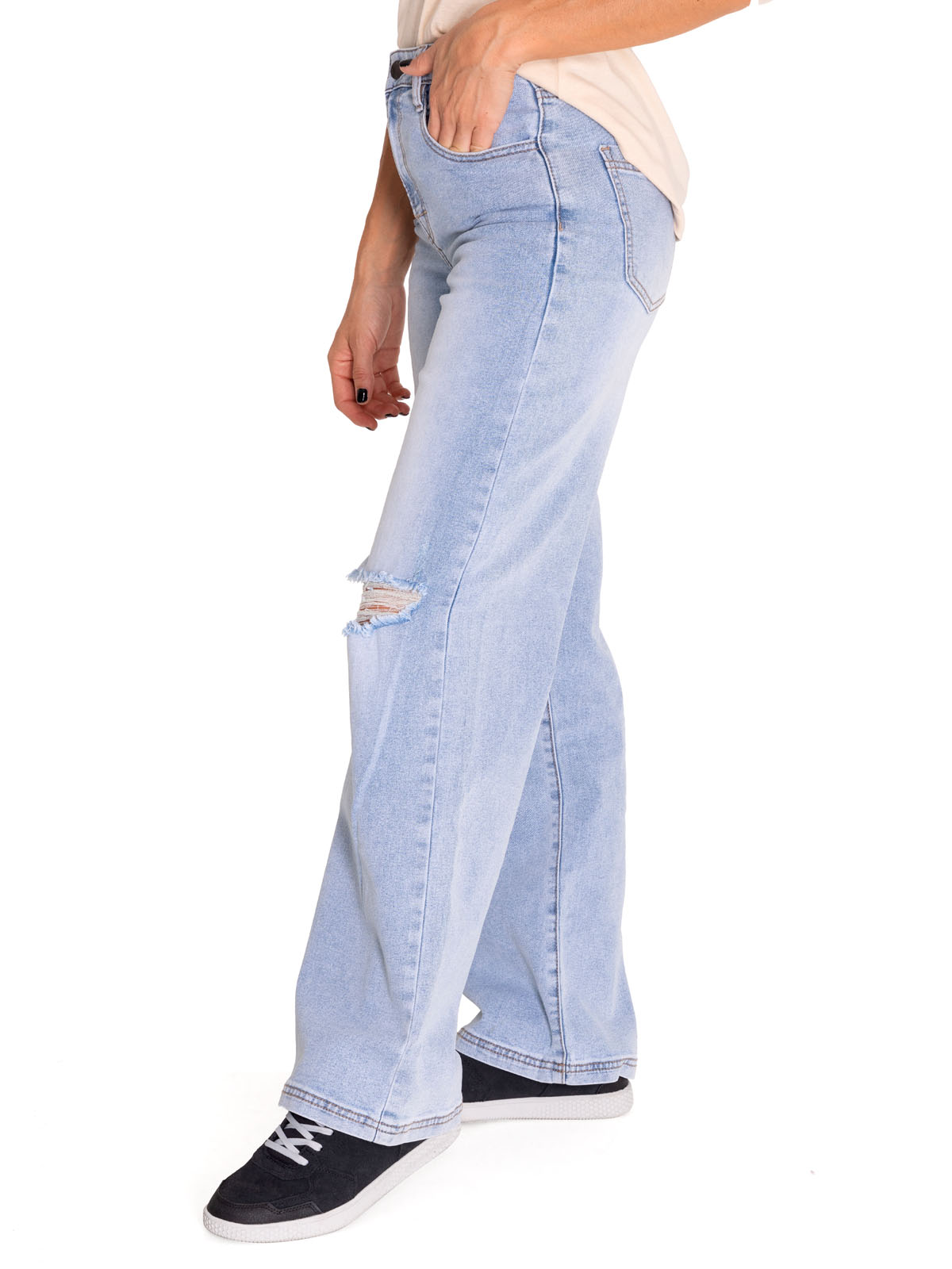 JEANS ALGODÓN MUJER CAT CELESTE WIDE LEG TRIBLEND STRETCH DENIM - 2