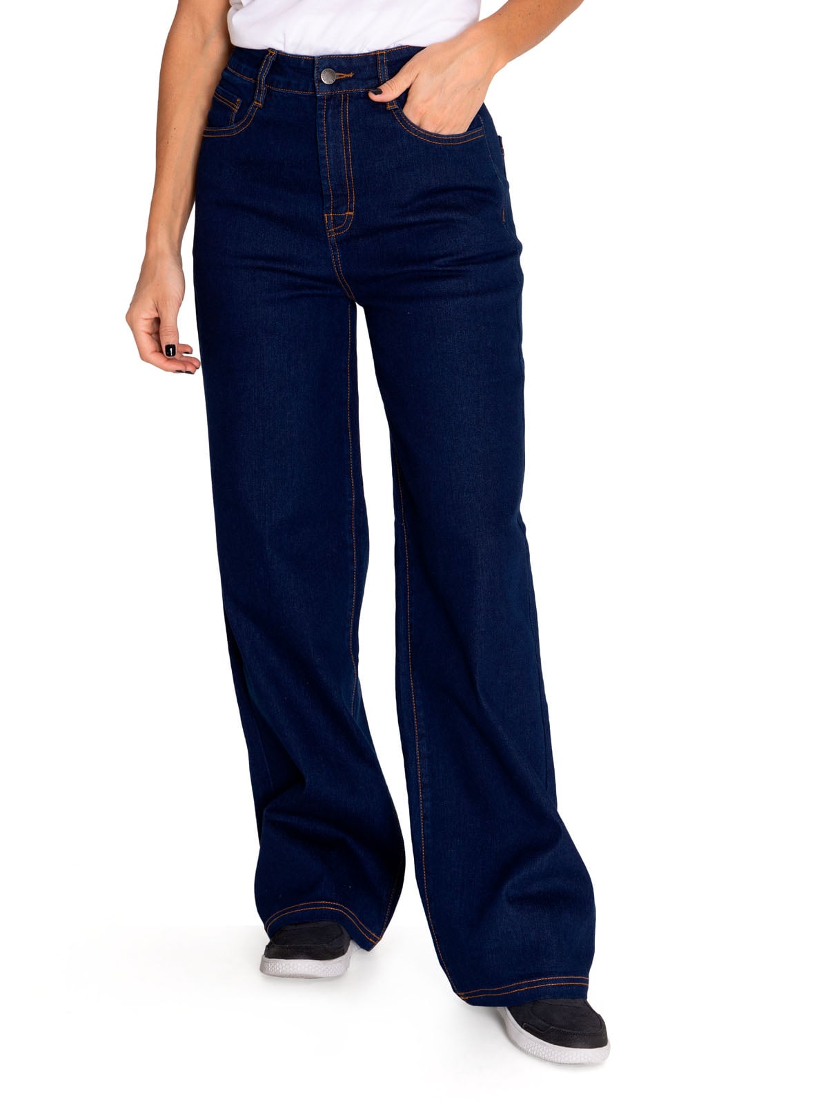 JEANS DENIM MUJER TRIBLEND STRETCH WIDE LEG AZUL CAT - 1