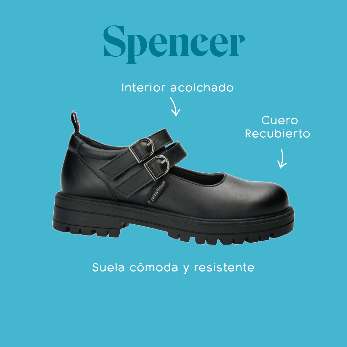 GUILLERMINA ESCOLAR HUSH PUPPIES SPENCER NEGRO NIÑA - 2