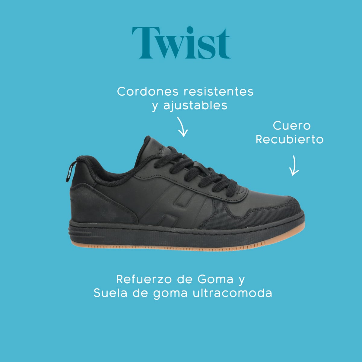ZAPATILLA ESCOLAR HUSH PUPPIES TWIST NEGRO NIÑO - 2