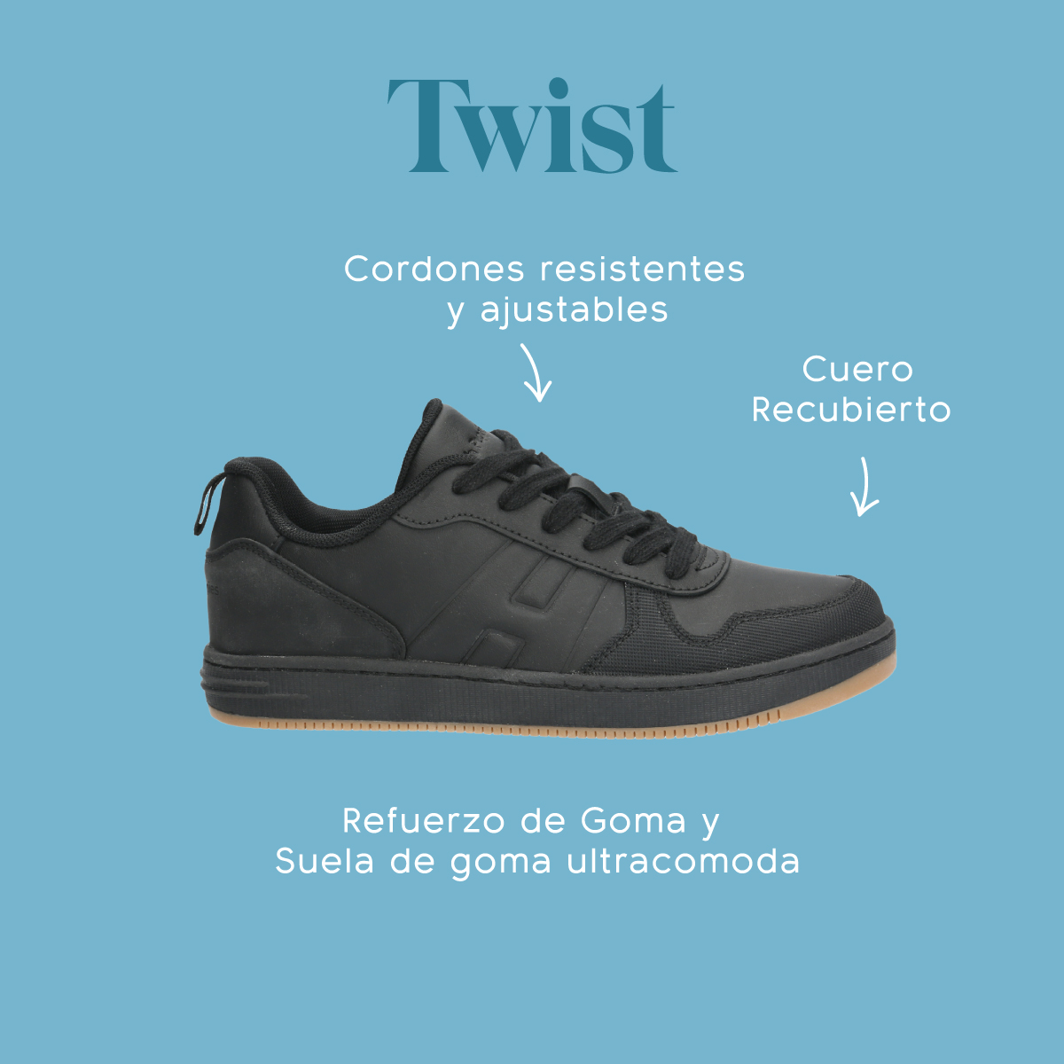 ZAPATILLA ESCOLAR HUSH PUPPIES TWIST NEGRO NIÑO - 2