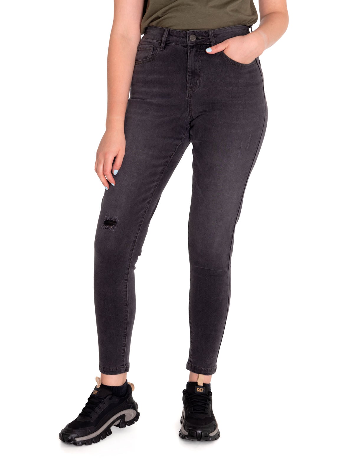 JEANS ALGODÓN MUJER CAT GRIS DENIM TRIBLEND MID-RISE SKINNY - 1