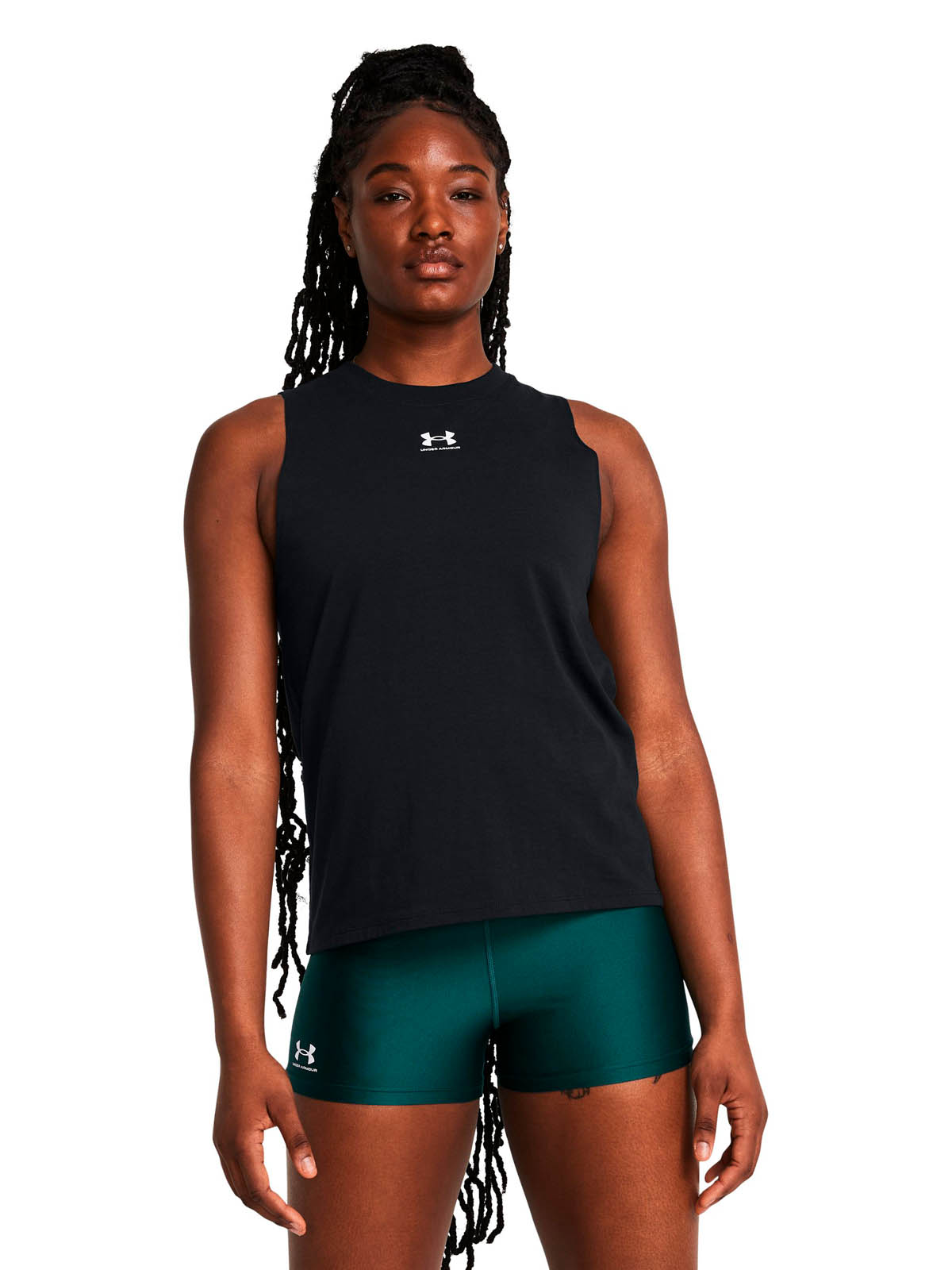 POLERA SIN MANGASS LIFESTYLE  MUJER RIVAL MUSCLE NEGRO UA - 4