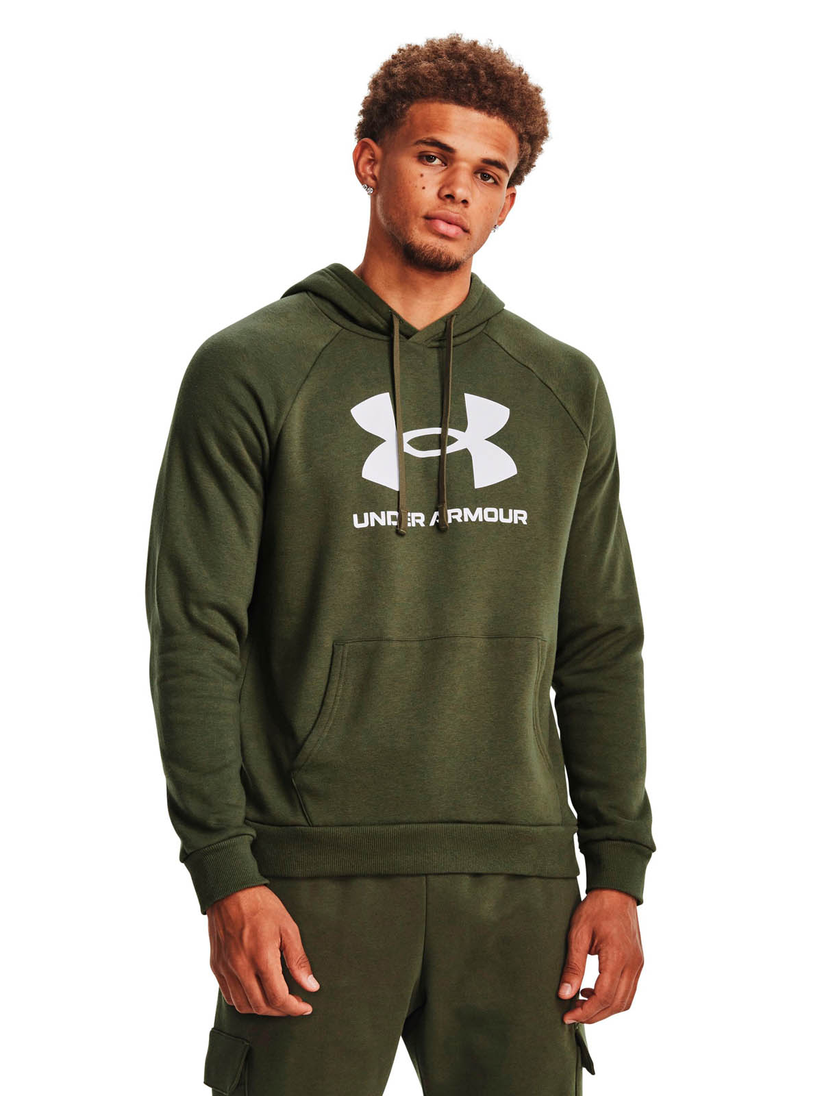 POLERON LIFESTYLE  HOMBRE RIVAL FLEECE LOGO VERDE UA - 4