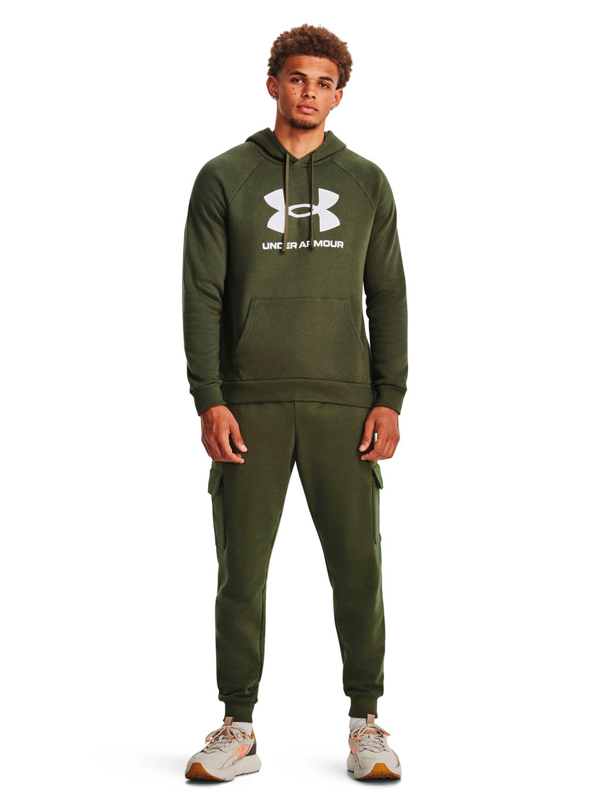 POLERON LIFESTYLE  HOMBRE RIVAL FLEECE LOGO VERDE UA - 6