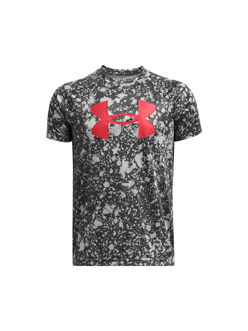 POLERA MANGA CORTA NIÑO UNDER ARMOUR GRIS BIG LOGO - 1