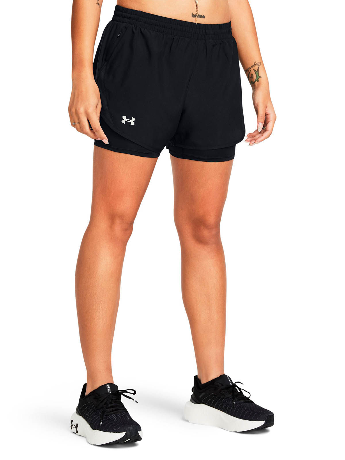 SHORT DE RUNNING PARA MUJER FLY BY 2 IN 1 NEGRO UA - 4
