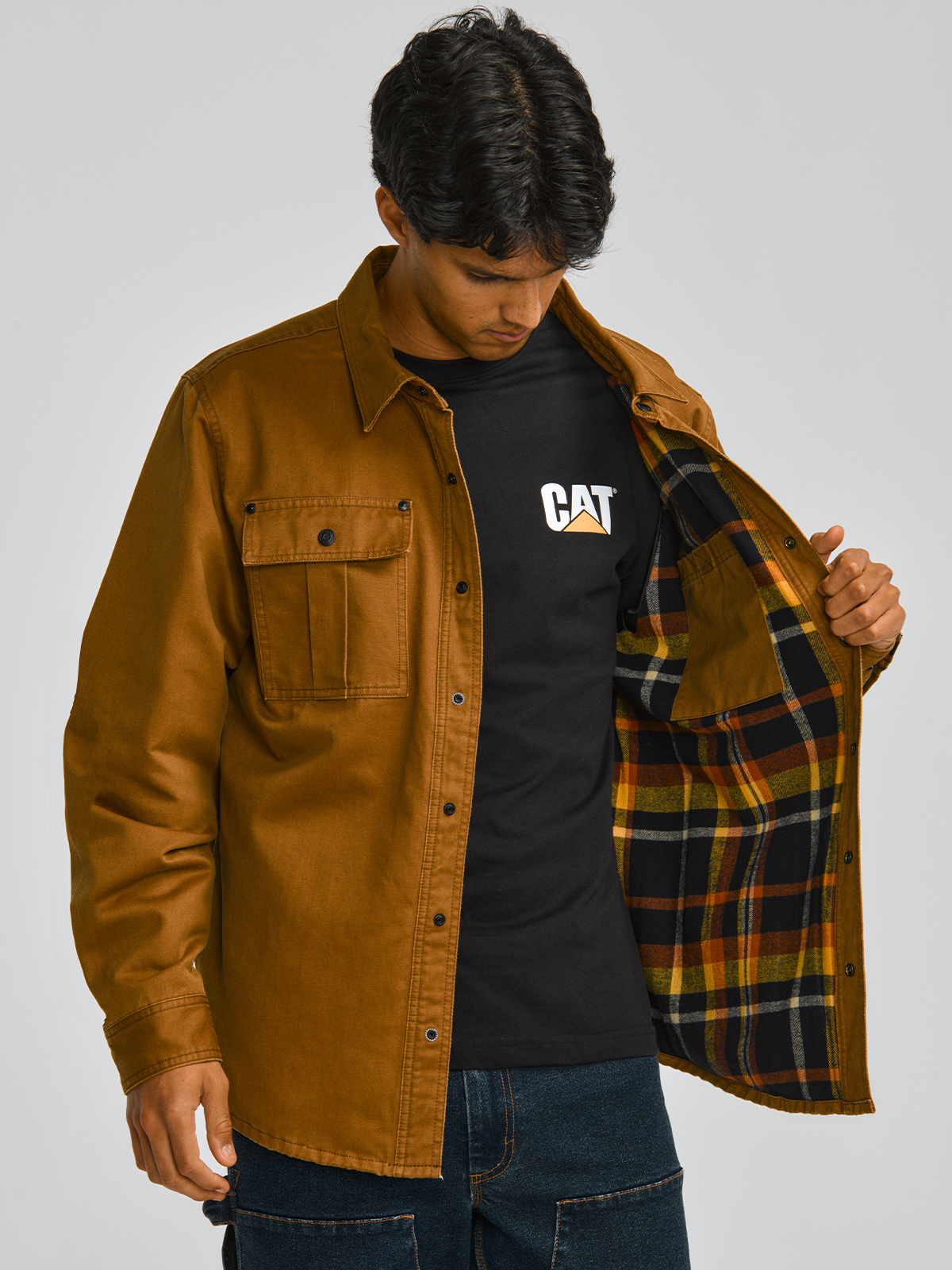 CHAQUETA HOMBRE WAXED COTTON SHIRT JAC CAFÉ CAT - 4