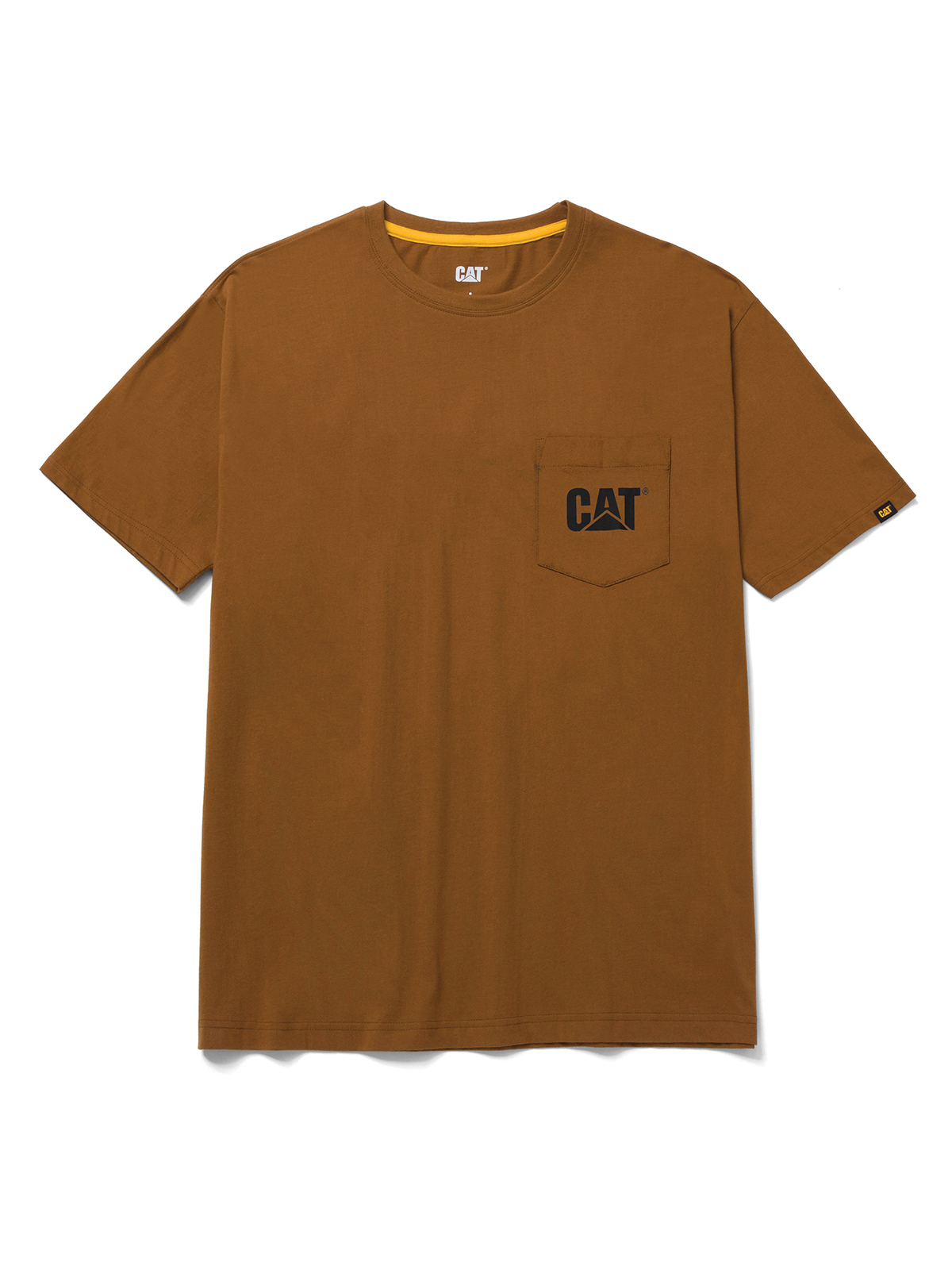 POLERA MANGA CORTA HOMBRE LOGO POCKET TEE CAFÉ CAT - 1