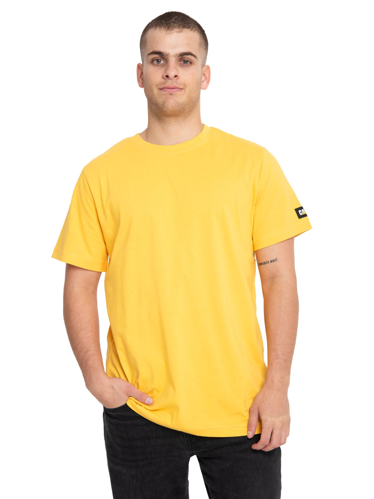 POLERA MANGA CORTA HOMBRE ESSENTIAL S/SAMARILLO CAT - 1