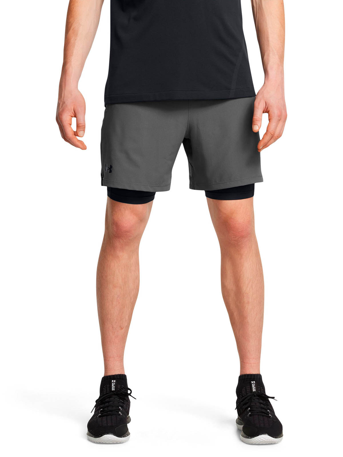 SHORT TRAINING PARA HOMBRE VANISH WOVEN 2-IN-1 GRIS UA - 4