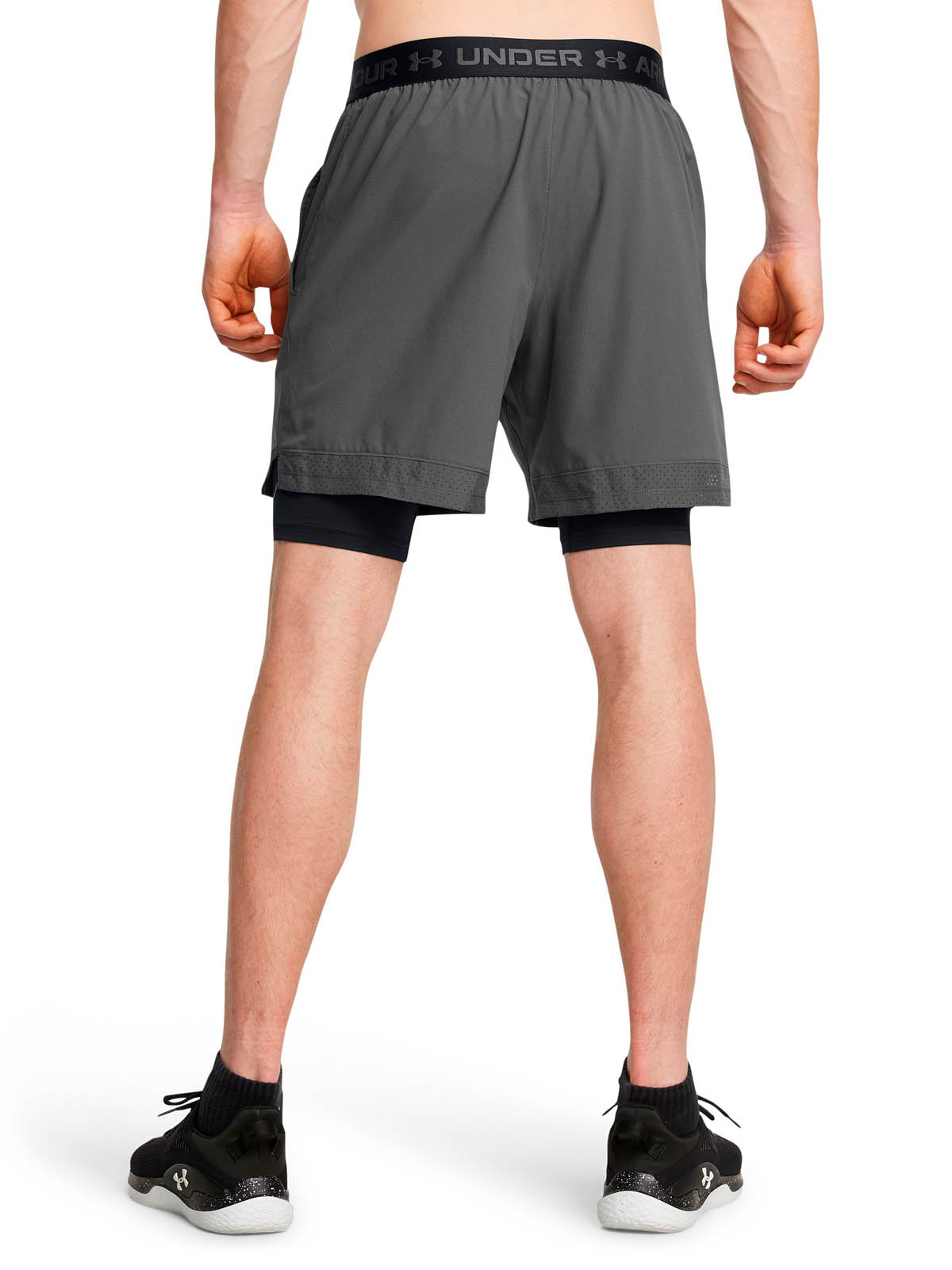 SHORT TRAINING PARA HOMBRE VANISH WOVEN 2-IN-1 GRIS UA - 5