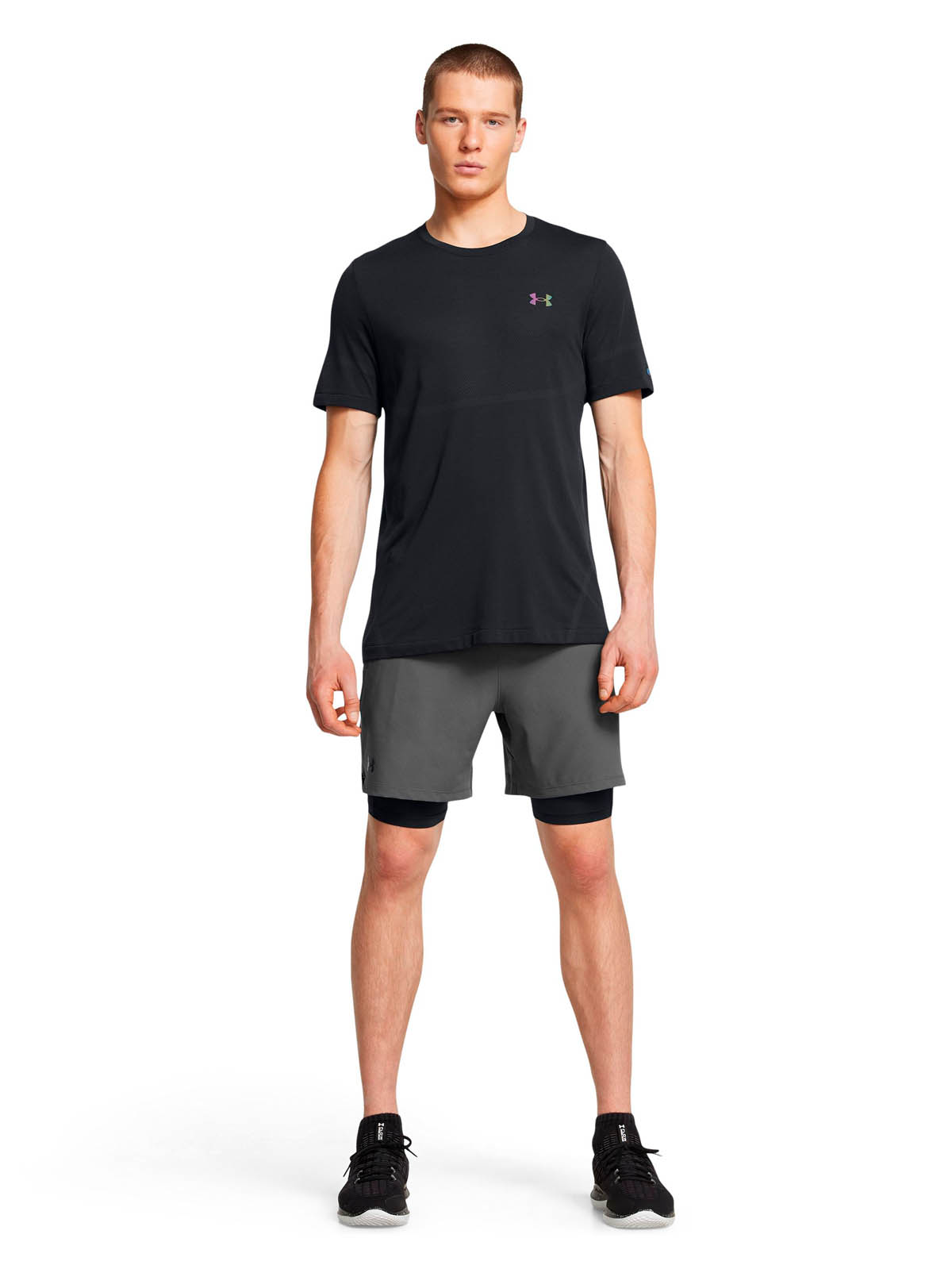 SHORT TRAINING PARA HOMBRE VANISH WOVEN 2-IN-1 GRIS UA - 6