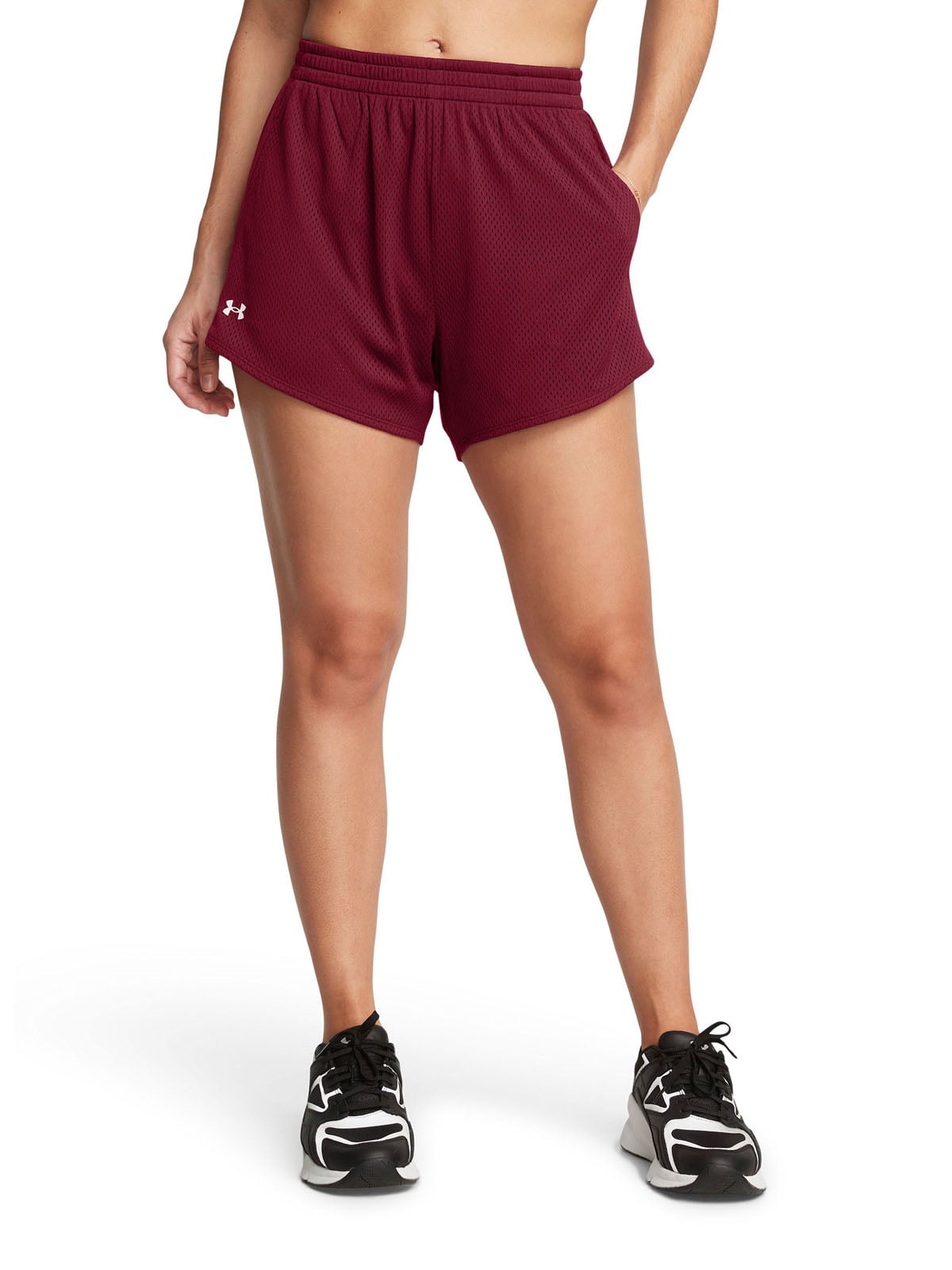 SHORTS MUJER UNDER ARMOUR ROJO DE MALLA TECH DE 3' - 4