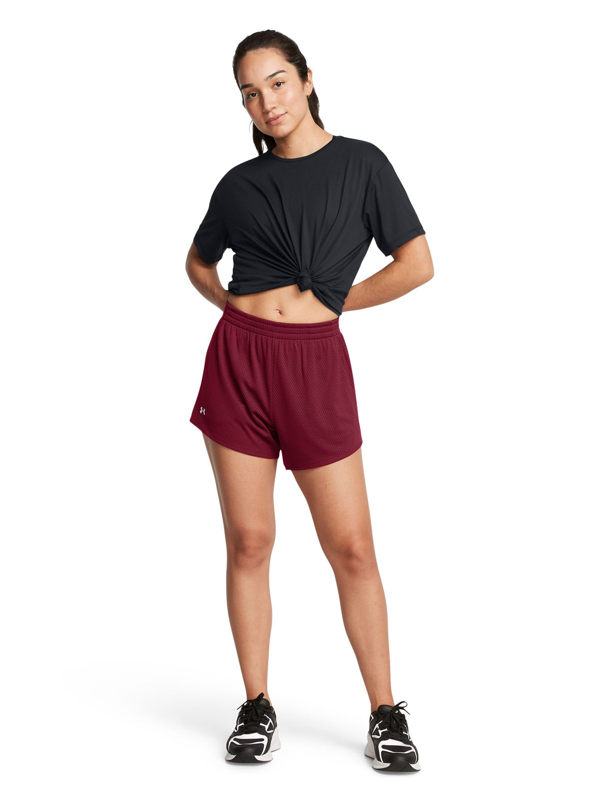 SHORTS MUJER UNDER ARMOUR ROJO DE MALLA TECH DE 3' - 6