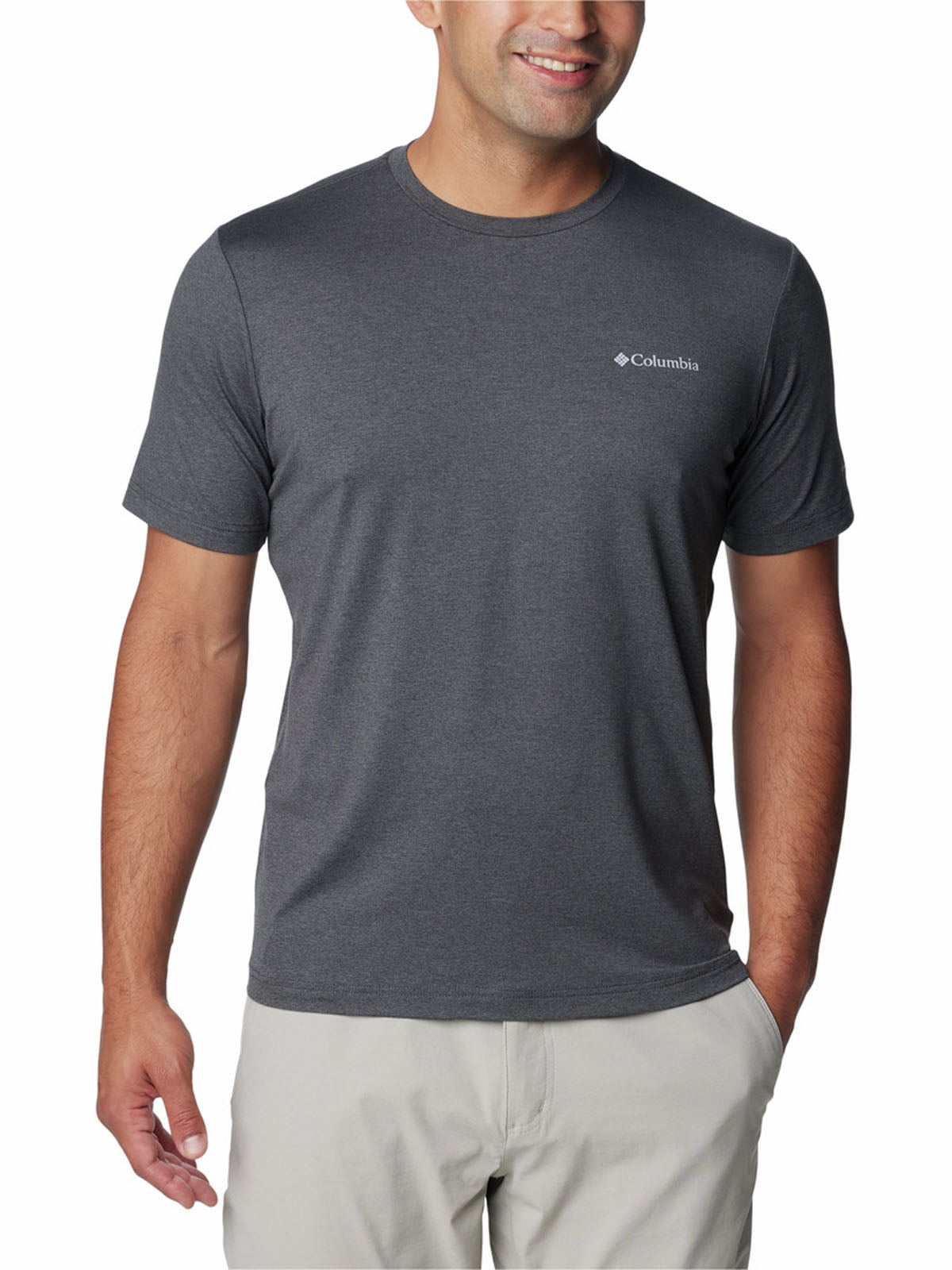 POLERA HOMBRE TECH TRAIL CREW NECK GRIS COLUMBIA - 1