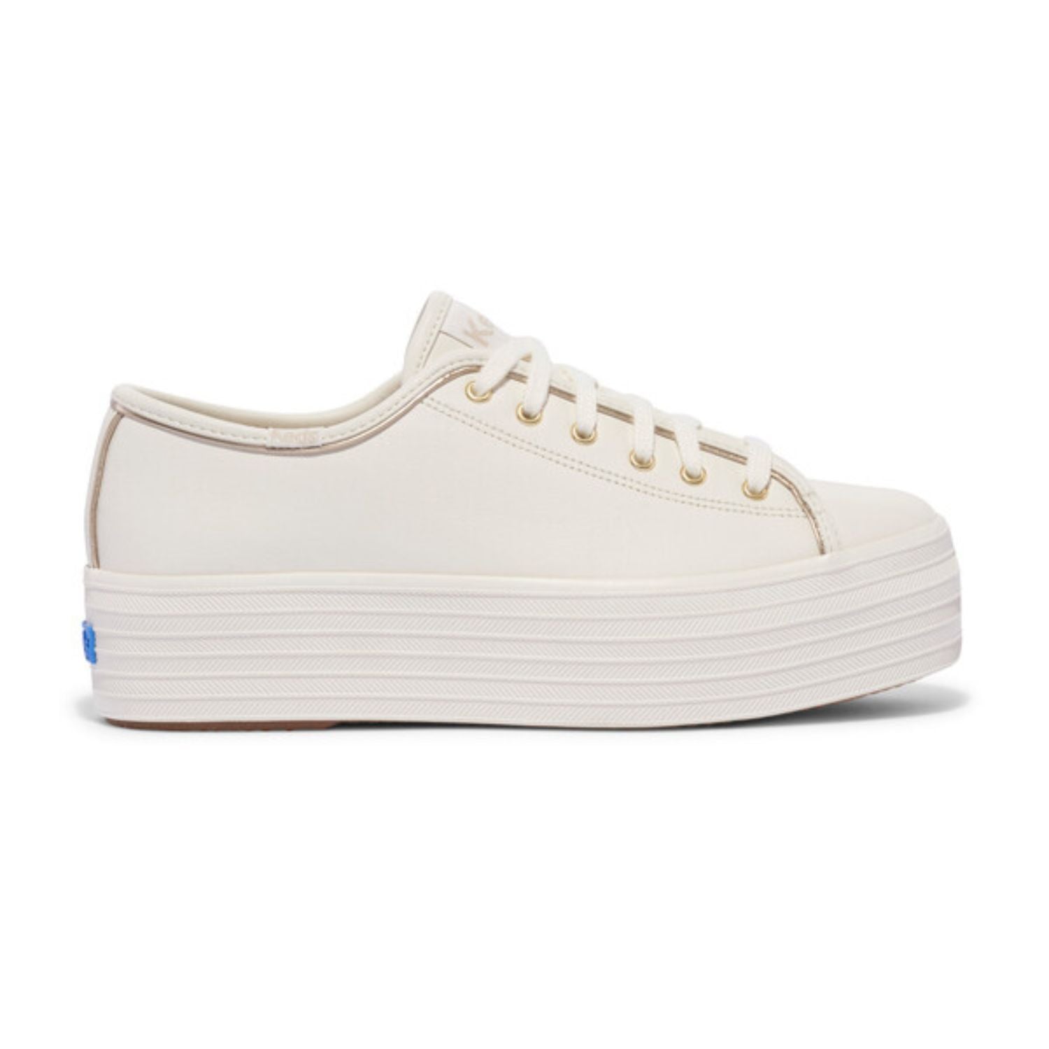 ZAPATILLAS MUJER KEDS CASUALES BLANCO TRIPLE UP LTR PIPING CUERO - 1