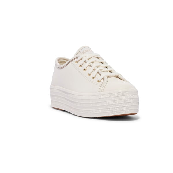 ZAPATILLAS MUJER KEDS CASUALES BLANCO TRIPLE UP LTR PIPING CUERO - 2