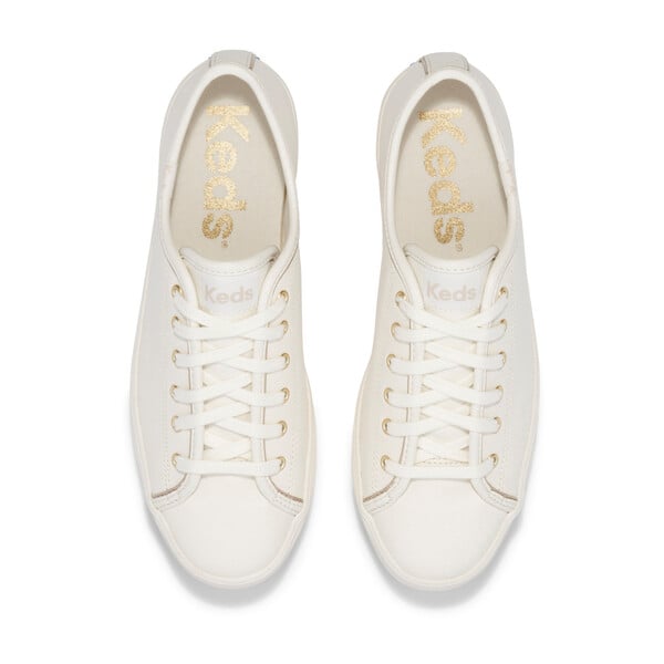 ZAPATILLAS MUJER KEDS CASUALES BLANCO TRIPLE UP LTR PIPING CUERO - 4
