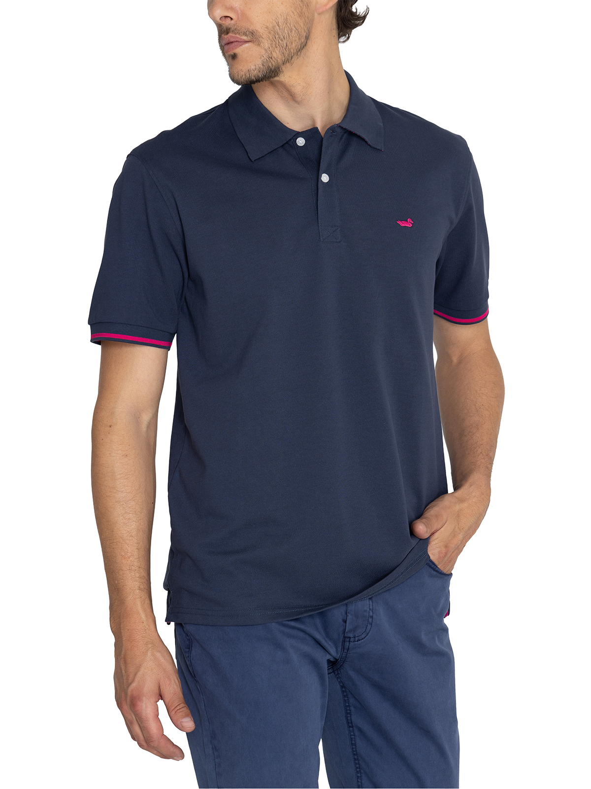 POLERA ALGODÓN ORGÁNICO AZUL MITCHELL HOMBRE ROCKFORD - 5
