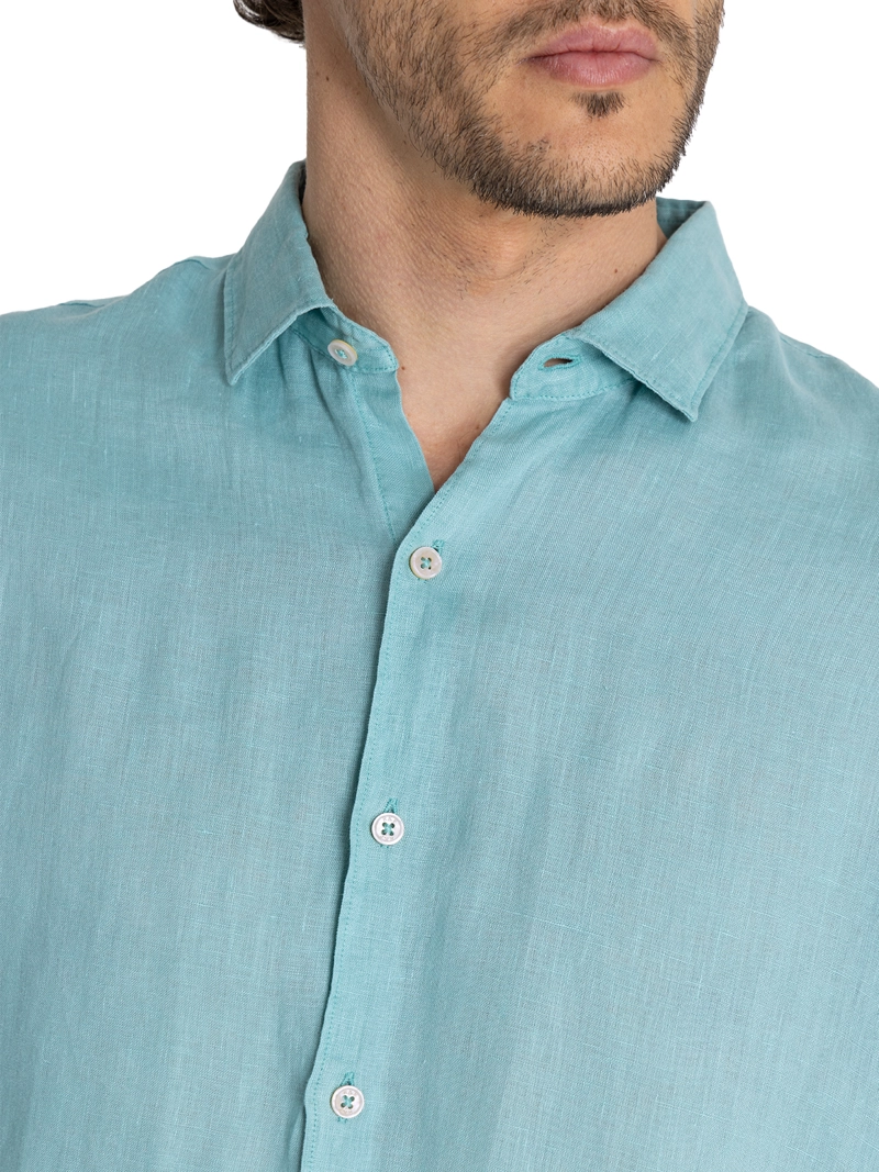 CAMISA LINO ORGÁNICO TURQUESA LINENPRO HOMBRE ROCKFORD - 7