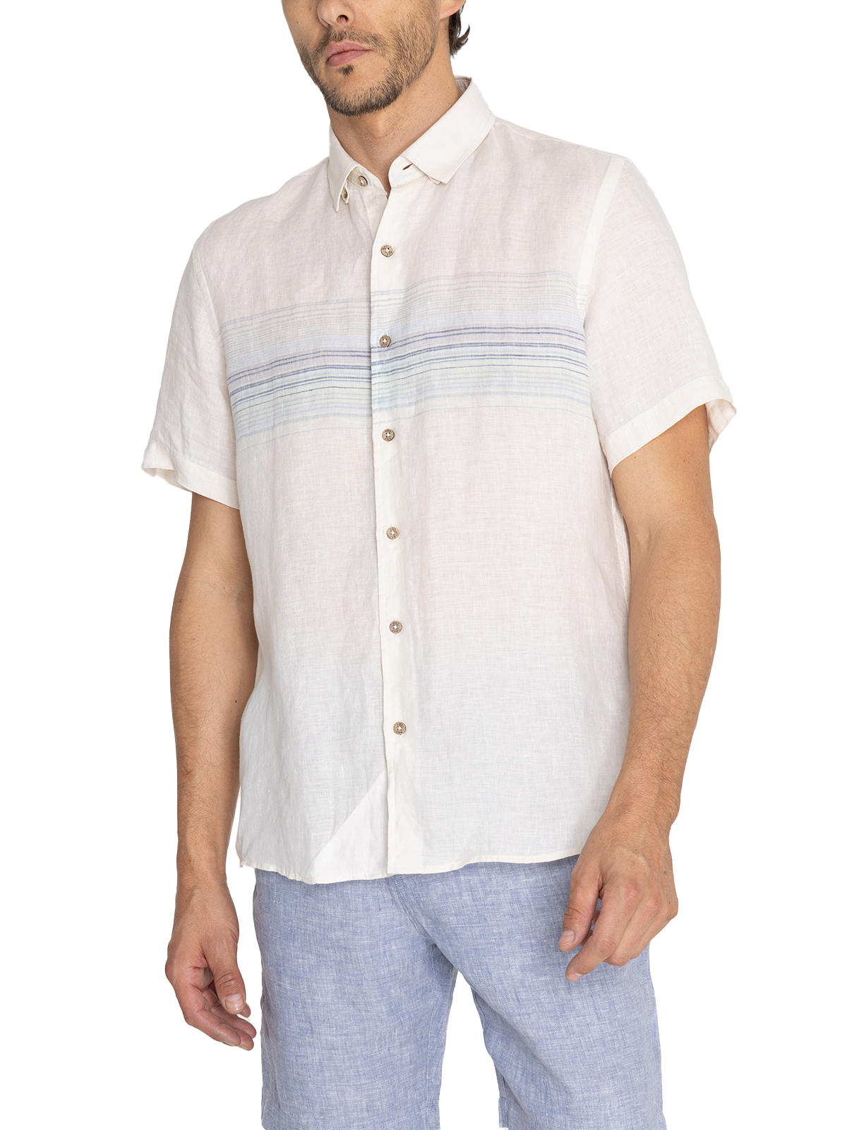 CAMISA LINO ORGÁNICO BEIGE LINENSTRIPE HOMBRE ROCKFORD - 5