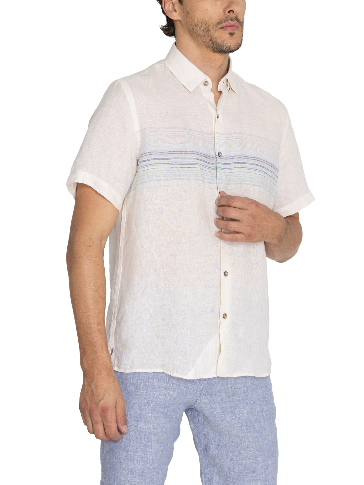 CAMISA LINO ORGÁNICO BEIGE LINENSTRIPE HOMBRE ROCKFORD - 6