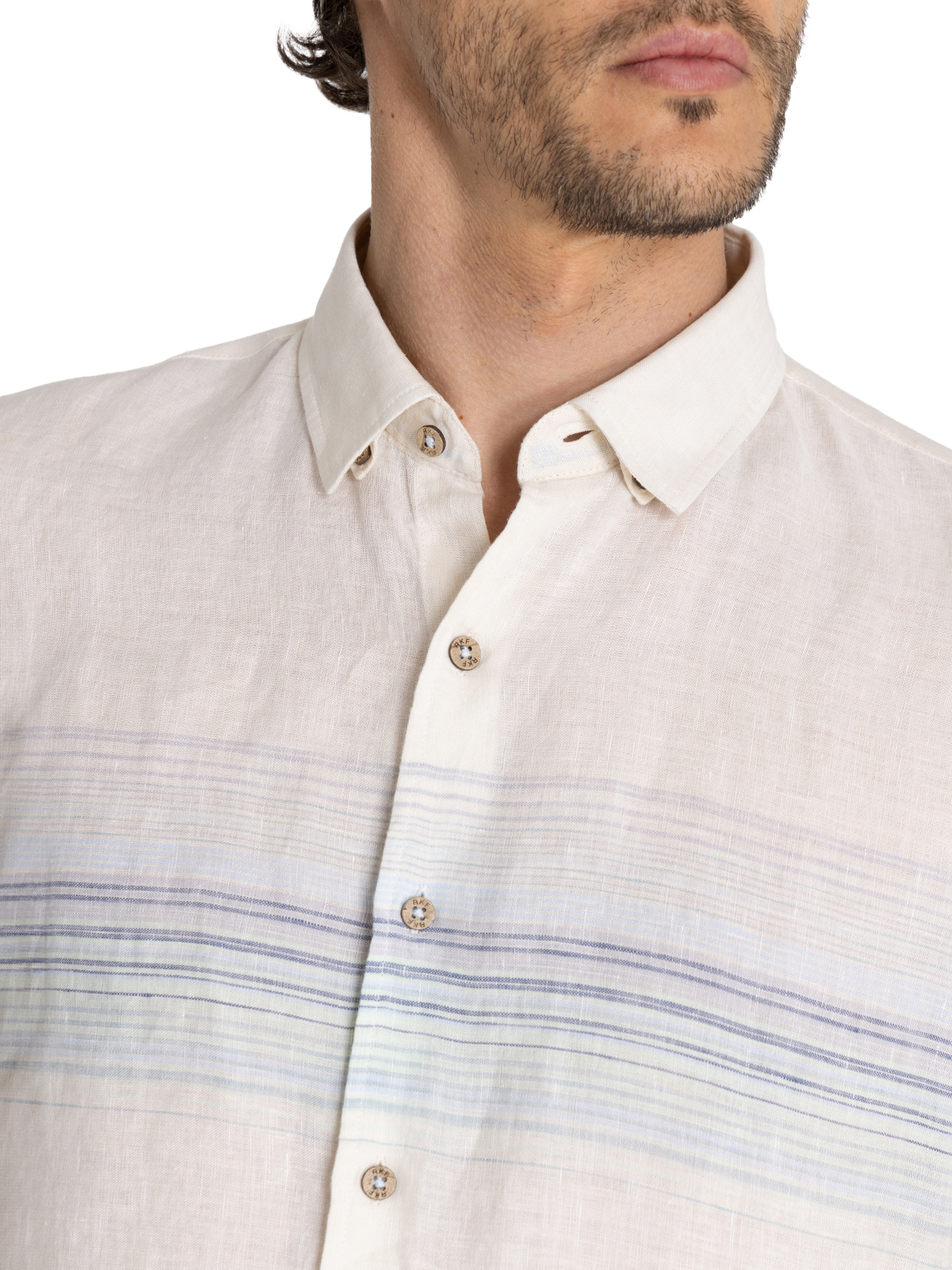 CAMISA LINO ORGÁNICO BEIGE LINENSTRIPE HOMBRE ROCKFORD - 7
