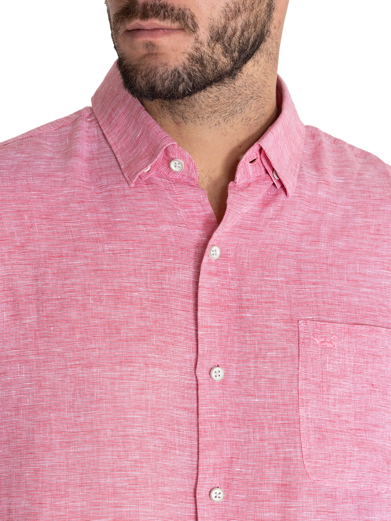 CAMISA LINO ORGÁNICO ROJO LINENTEX HOMBRE ROCKFORD - 8