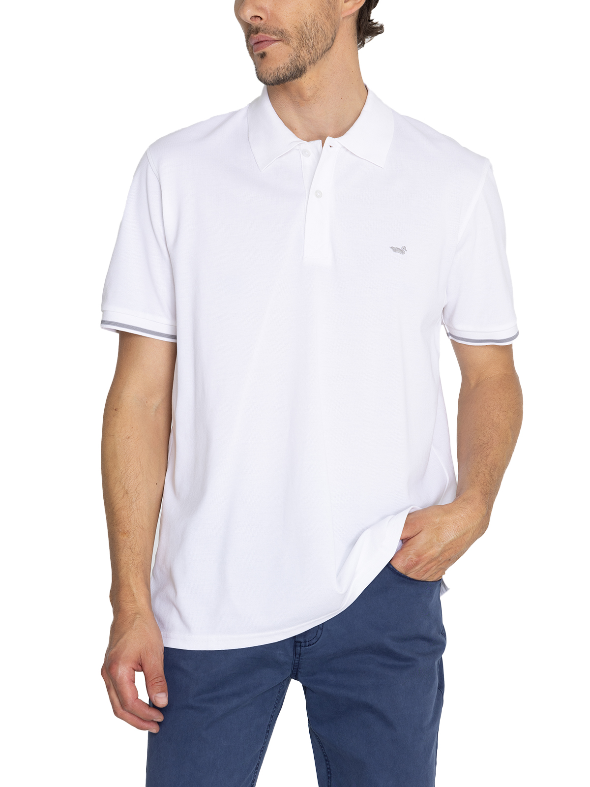 POLERA ALGODÓN ORGÁNICO BLANCO MITCHELL HOMBRE ROCKFORD - 5