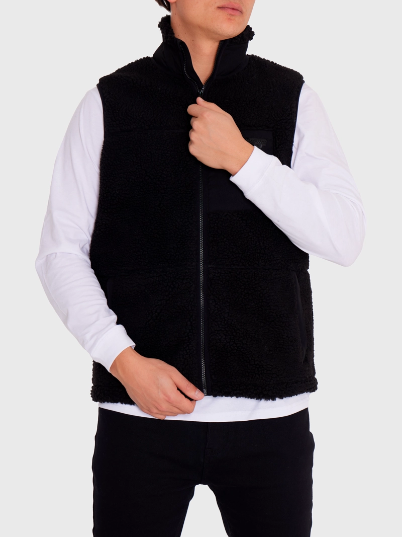 POLAR VEST SHERPA SIN MANGAS NEGRO HOMBRE 7VEINTE - 6