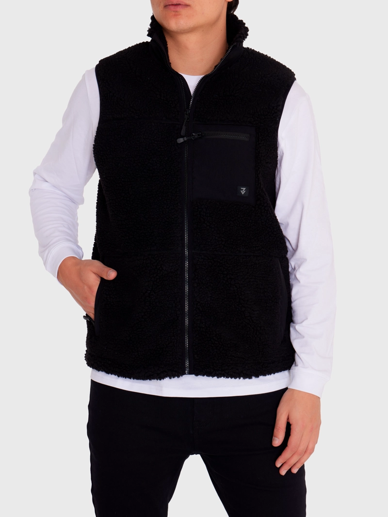 POLAR VEST SHERPA SIN MANGAS NEGRO HOMBRE 7VEINTE - 8