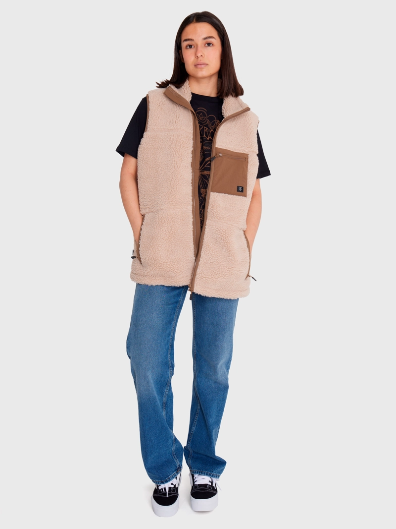 POLAR VEST SHERPA SIN MANGAS CAFÉ CLARO HOMBRE 7VEINTE - 1