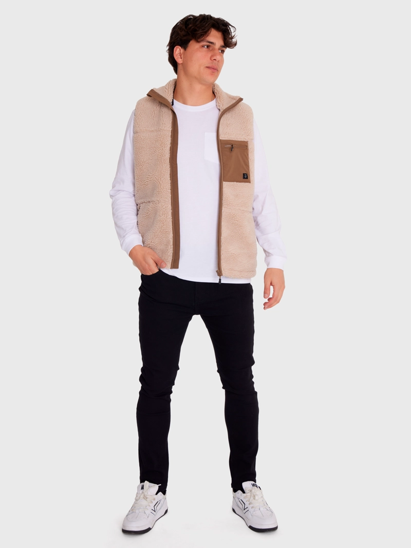 POLAR VEST SHERPA SIN MANGAS CAFÉ CLARO HOMBRE 7VEINTE - 6