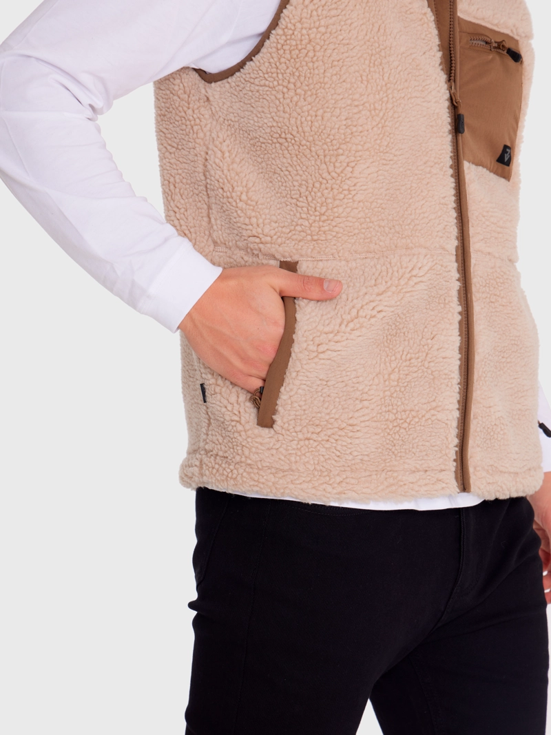 POLAR VEST SHERPA SIN MANGAS CAFÉ CLARO HOMBRE 7VEINTE - 9