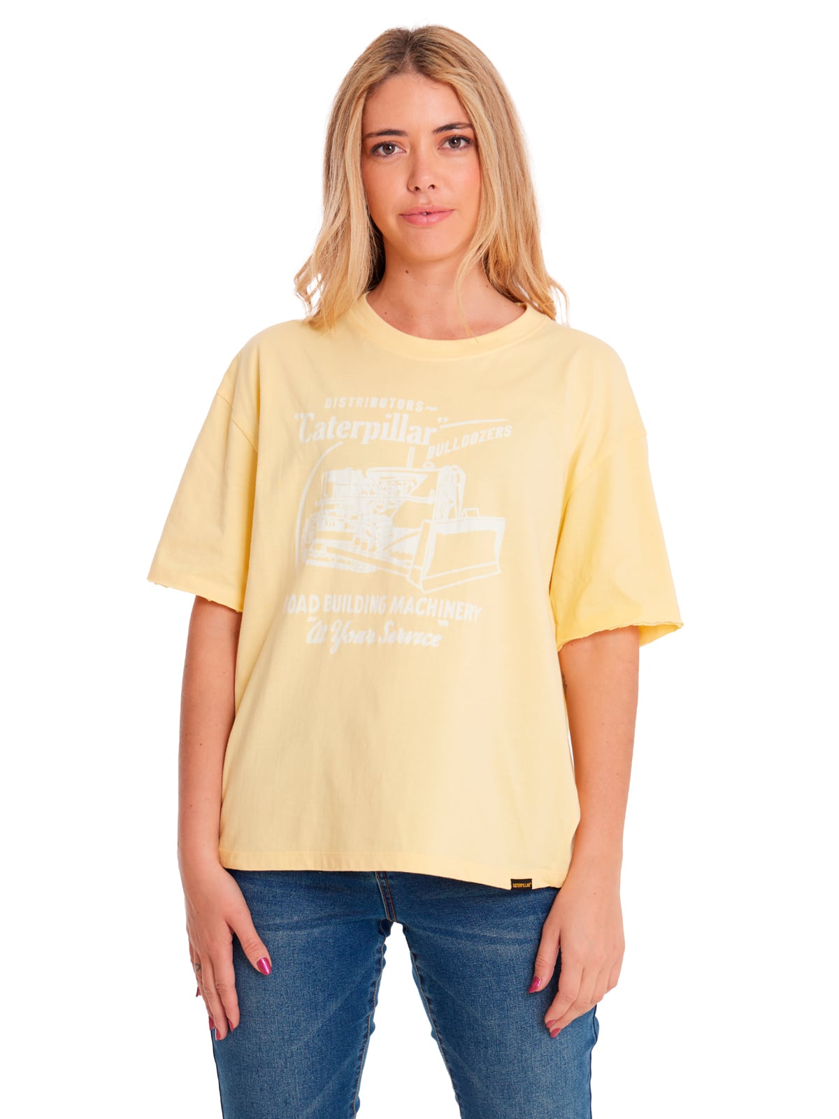 POLERA MANGA CORTA MUJER BOXY HW GRAPHIC1 AMARILLO CAT - 1