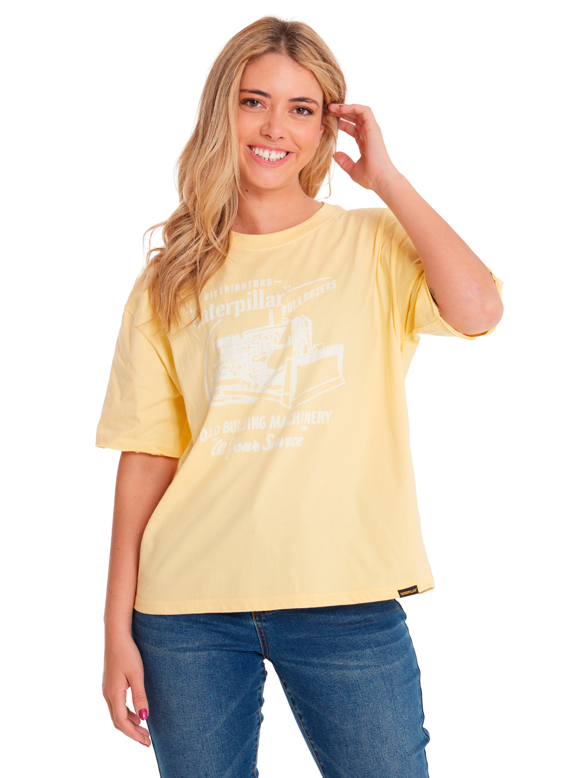 POLERA MANGA CORTA MUJER BOXY HW GRAPHIC1 AMARILLO CAT - 2