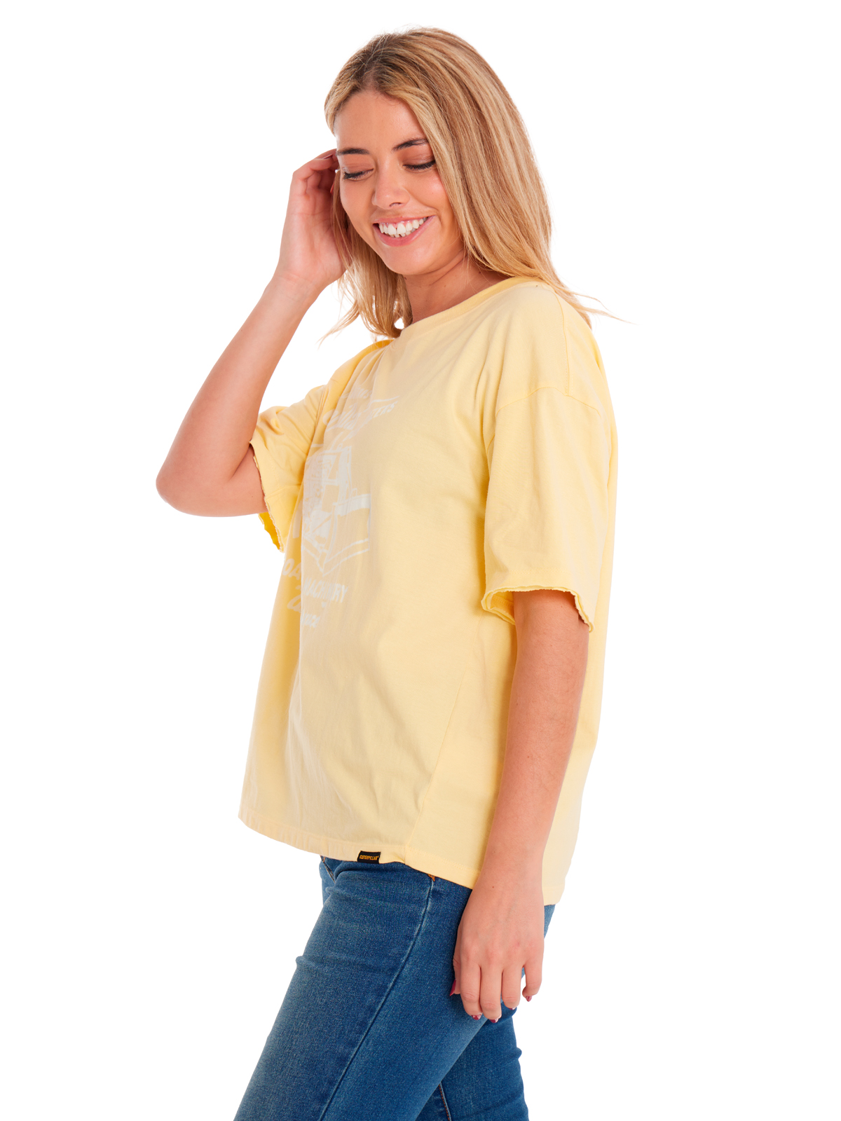 POLERA MANGA CORTA MUJER BOXY HW GRAPHIC1 AMARILLO CAT - 4