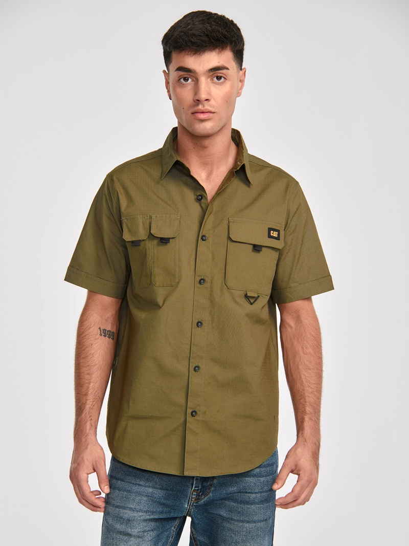 CAMISA MANGA CORTA HOMBRE UTILITY S/S SHIRT VERDE CAT - 1