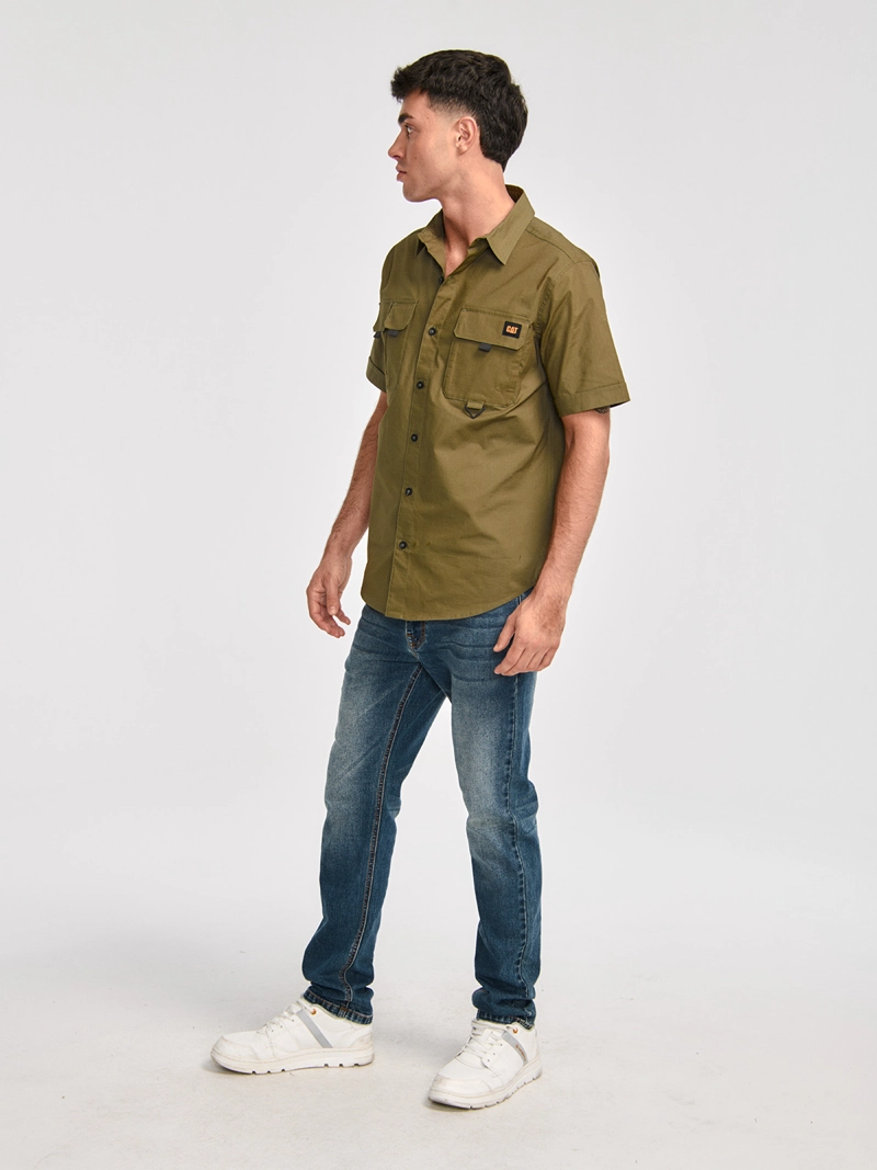 CAMISA MANGA CORTA HOMBRE UTILITY S/S SHIRT VERDE CAT - 4