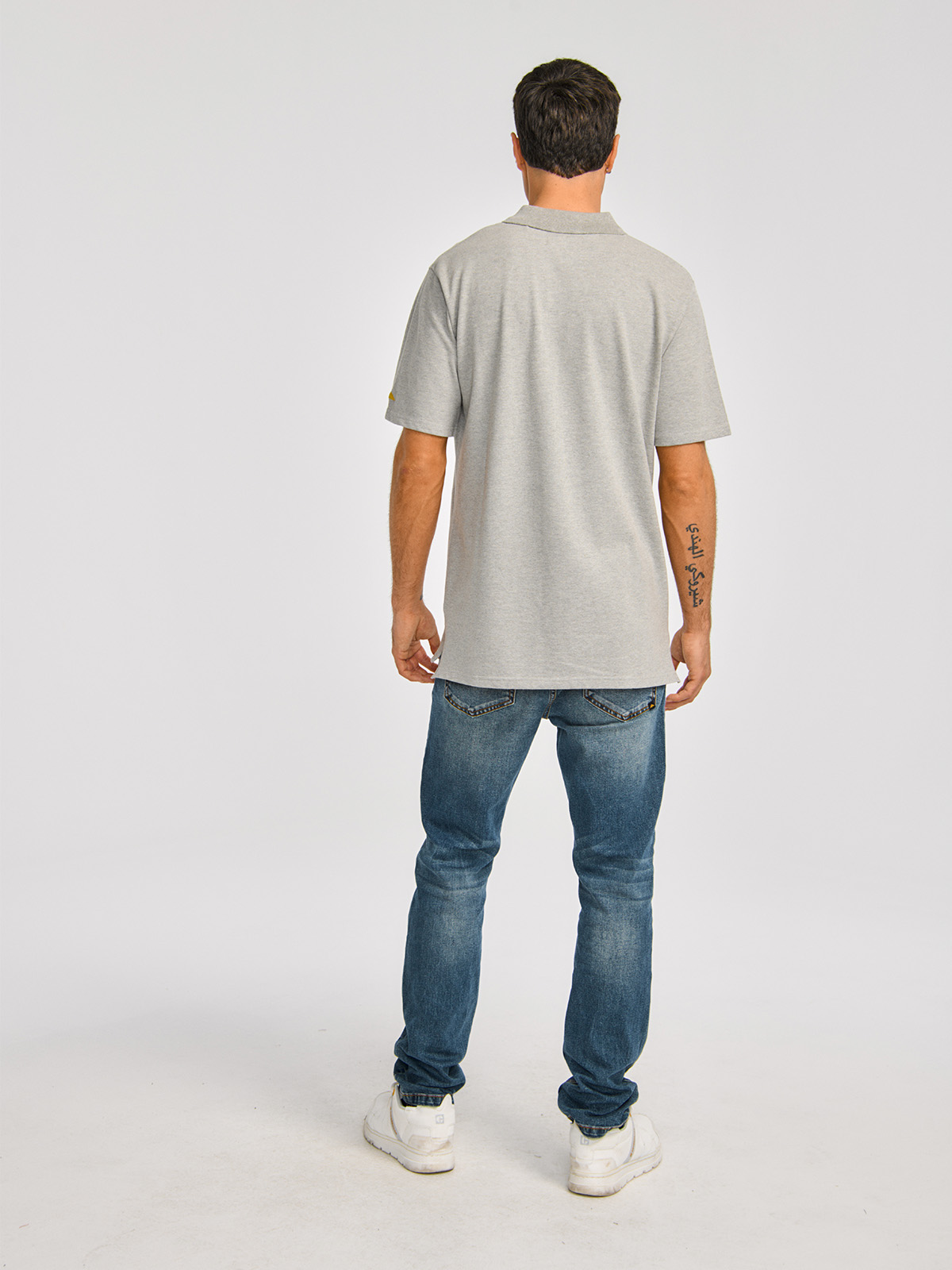 POLERA POLO HOMBRE CAT LOGO PIQUE POLO GRIS CAT - 5