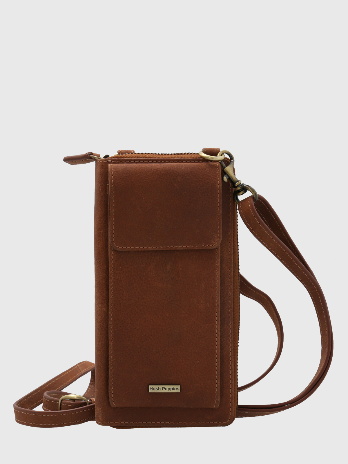 BILLETERA CUERO CAFÉ RHODES CRIOSS MUJER HUSH PUPPIES - 1